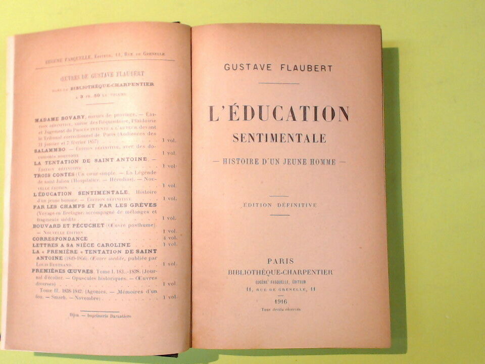 L'EDUCATION SENTIMENTALE FLAUBERT CHARPENTIER 1916 - immagine 4